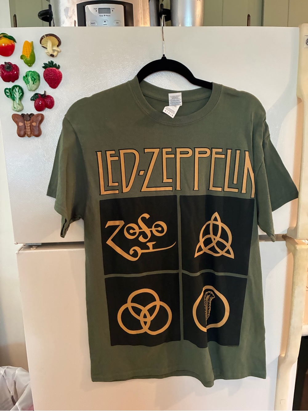 Led Zeppelin Graphic Tee - Olive Green with Tan Print Medium